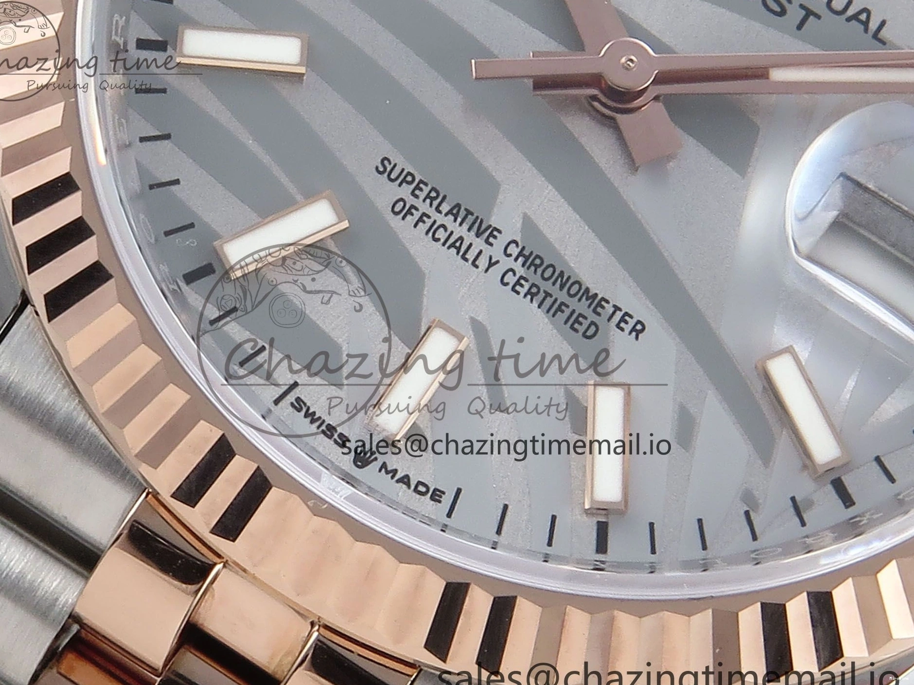 MiroTime 0408 DateJust 36 126231 EWEF Best Edition Silver Leaf Dial Stick Marker on SS RG Jubilee Bracelet A TopPick 596